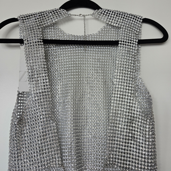 Zara Silver Sequin Crop Top - Picture 4 of 9